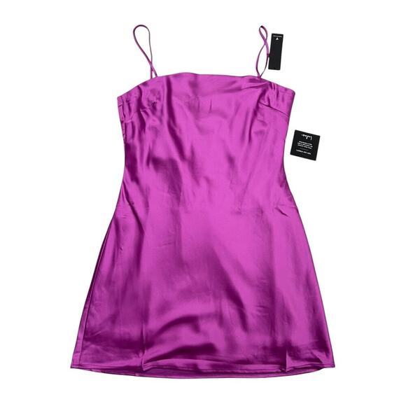Lulus Chic Allure Purple Satin Lace-Up Mini Slip Dress size Medium NWT - Picture 3 of 7